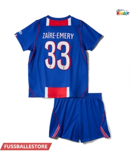 Günstige Paris Saint-Germain Warren Zaire-Emery #33 Heimtrikotsatz Kinder 2026-27 Kurzarm (+ Kurze Hosen)